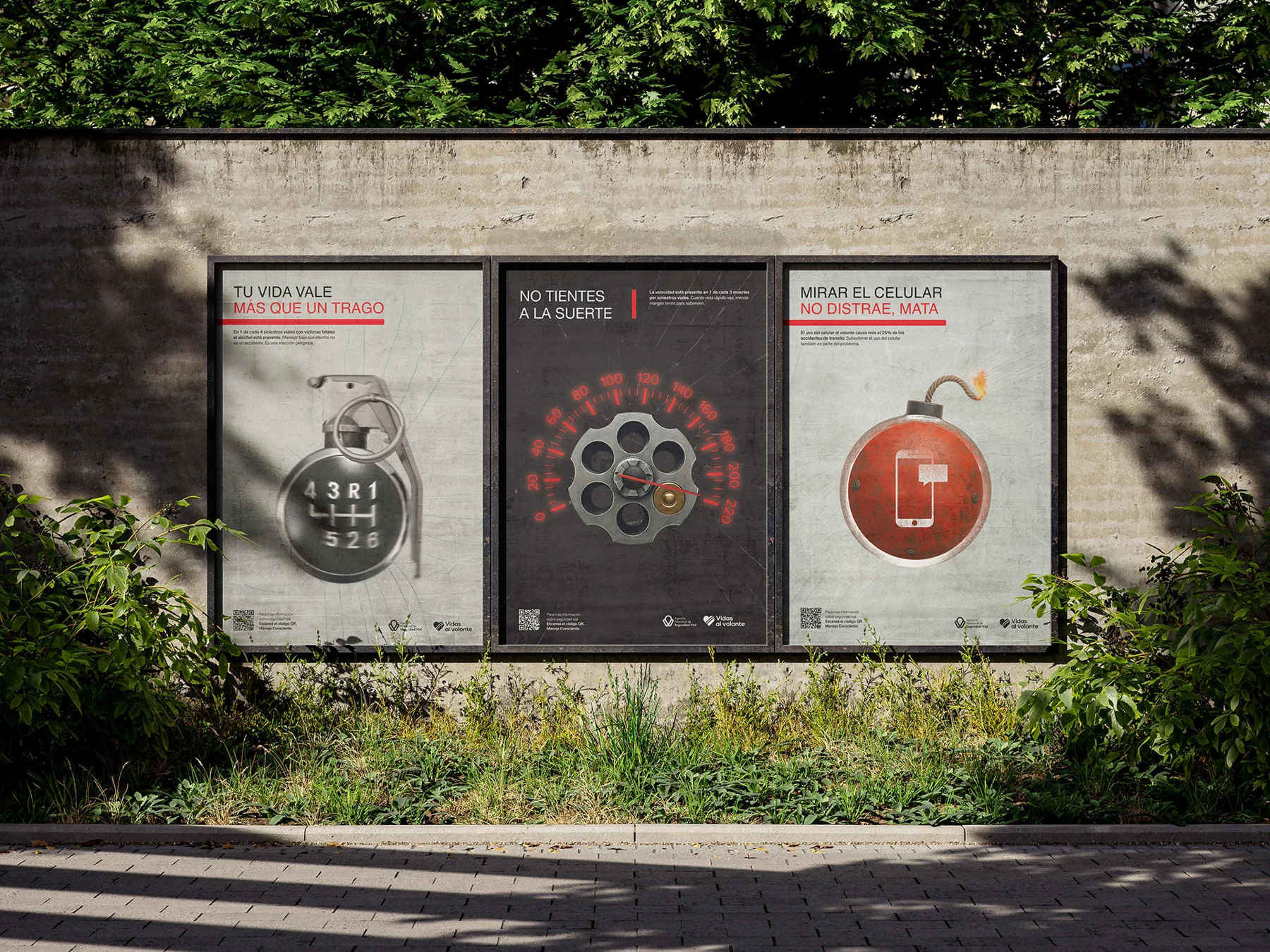 Afiches en vía pública de la campaña Vidas al volante